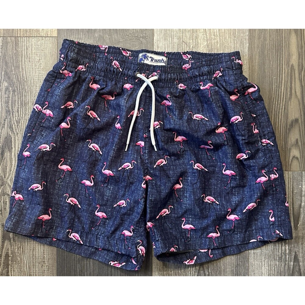 Surf & Swim Co Swim Trunks Mens Medium Flamingo Costal Blue Pink Mesh Liner